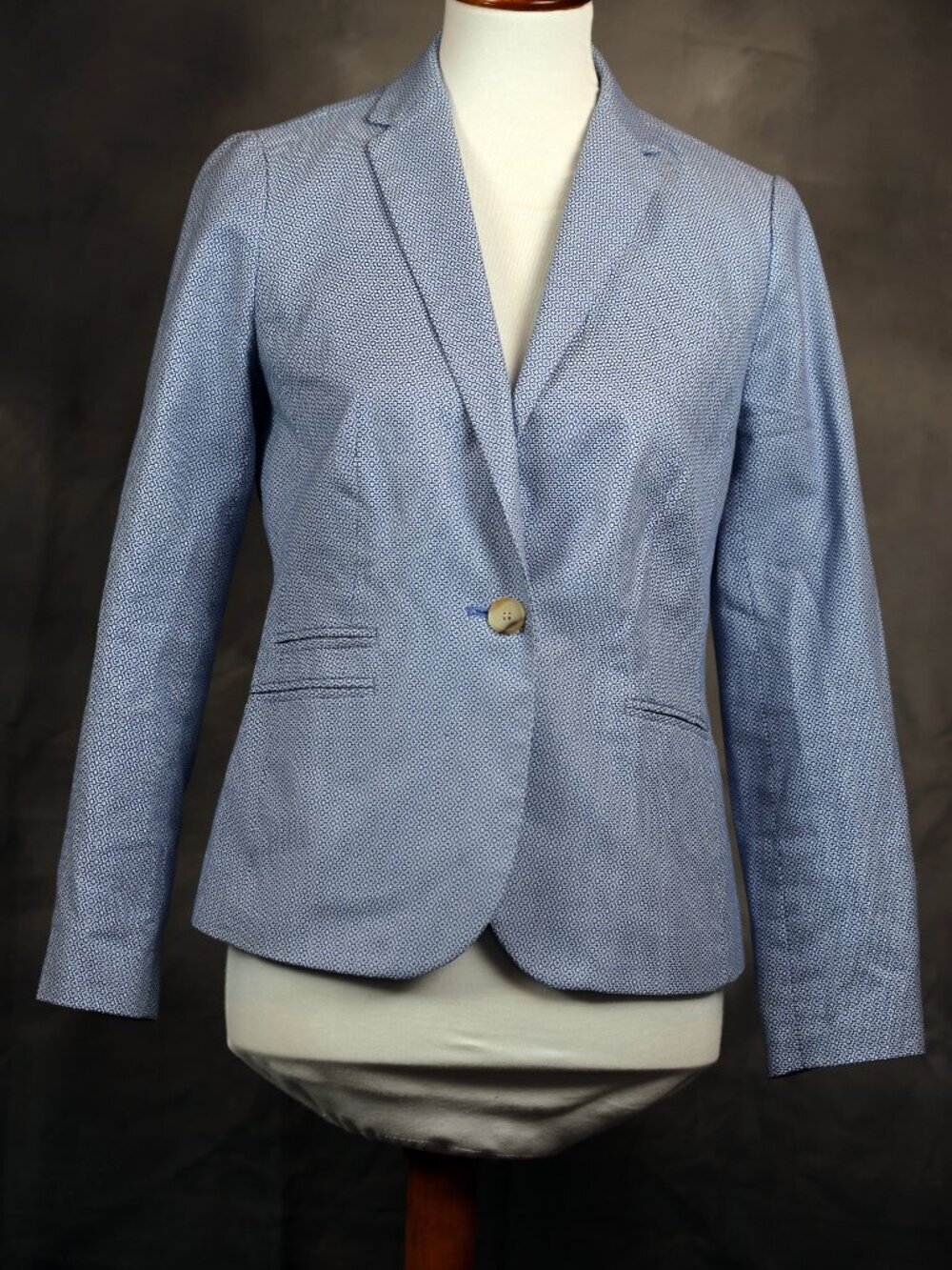 Talbots Light Blue Single-Button Textured Blazer - Summer weight cotton - 4P
